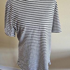 Club Monaco Black and White Striped Tee Womens Size Medium